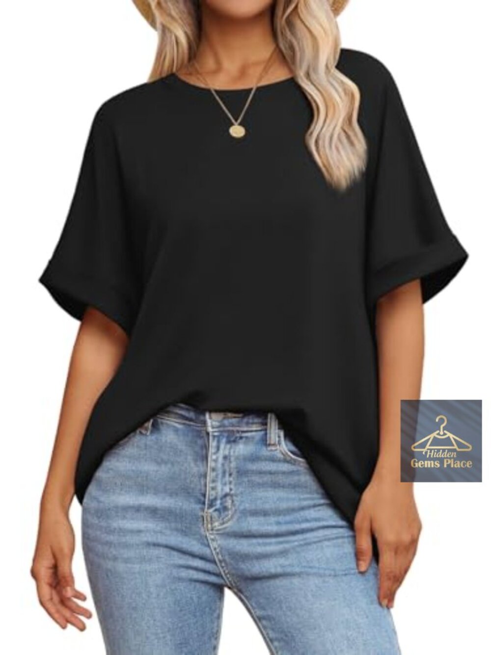 Women's Loose Fit Crew Neck T-Shirt Short Sleeve Casual Summer